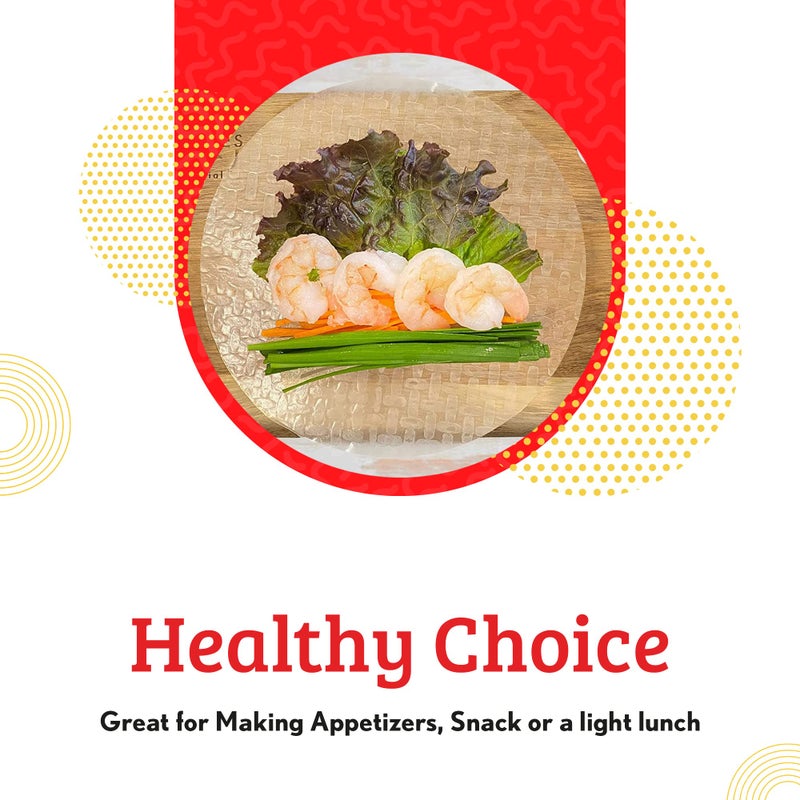 Cathay ورق لف لفائف الربيع الطازجة من كاثاي، ورق الأرز لفائف الطازجة - 30 ورقة لكل عبوة، غير معدلة وراثيًا، منخفض الكربوهيدرات، لفائف صيفية فيتنامية بمكونات طبيعية، لفائف نباتية (دائرية، 22 سم - 3 عبوات) - Image 3